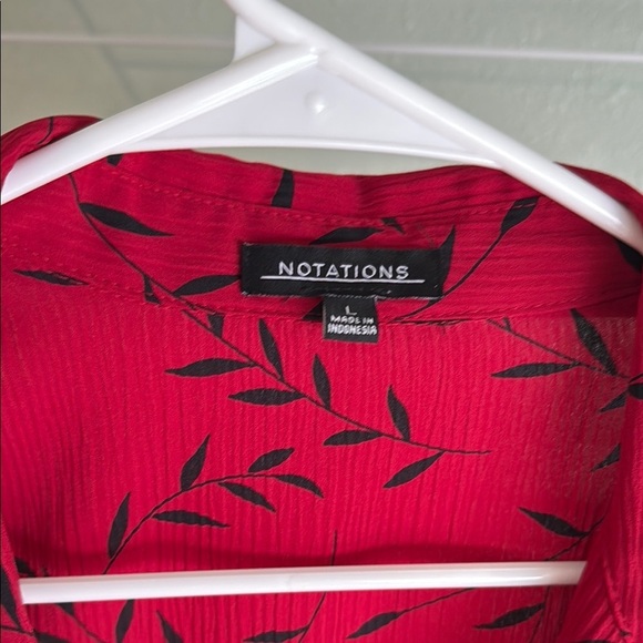 Notations Red & black Women's button down blouse with attached undershirt (B2) - Picture 2 of 6
